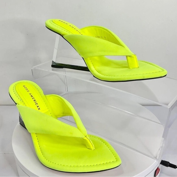Good American Shoes - Good American Chartreuse Wedge Sandals